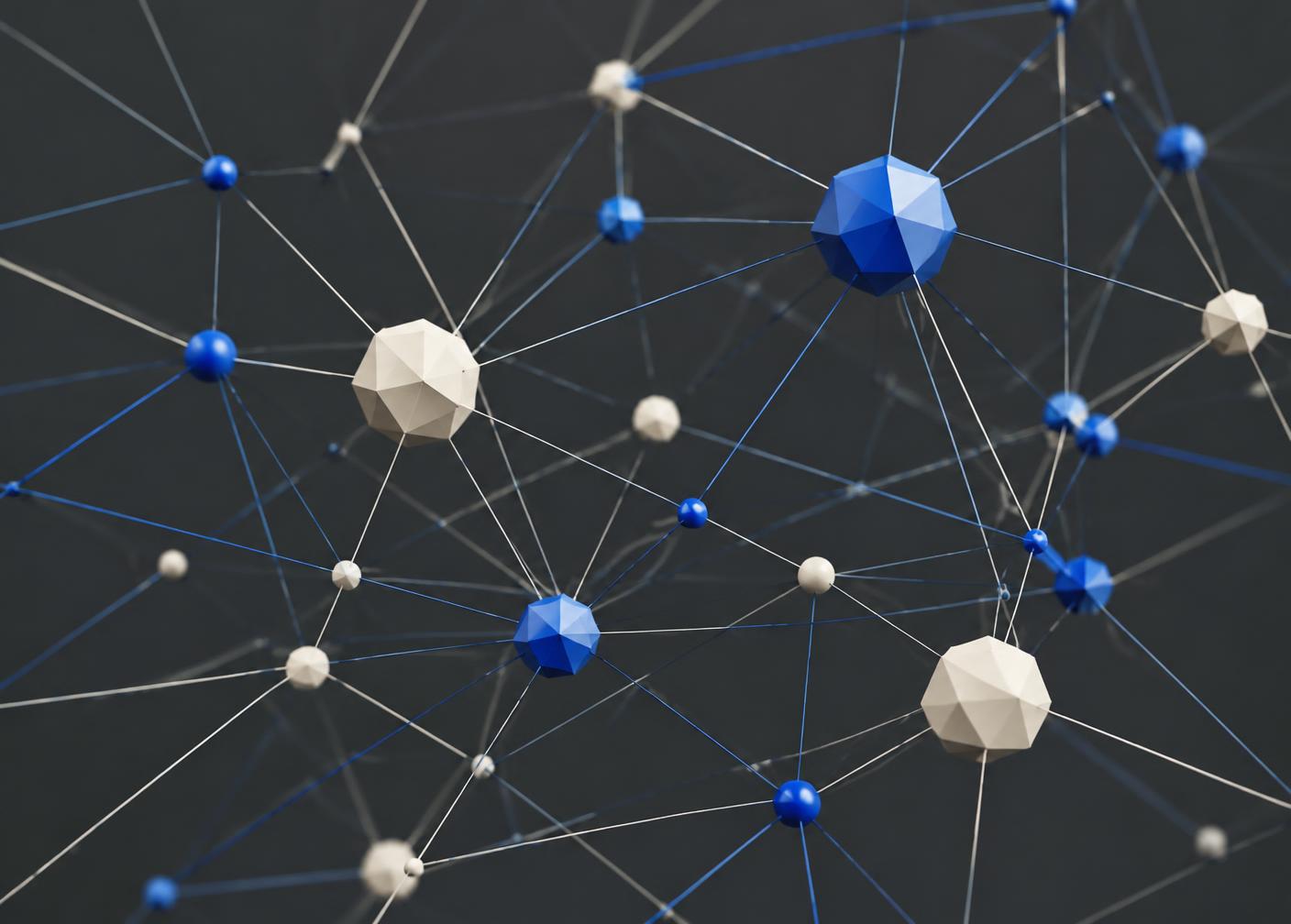 Abstract network of connected geometric nodes